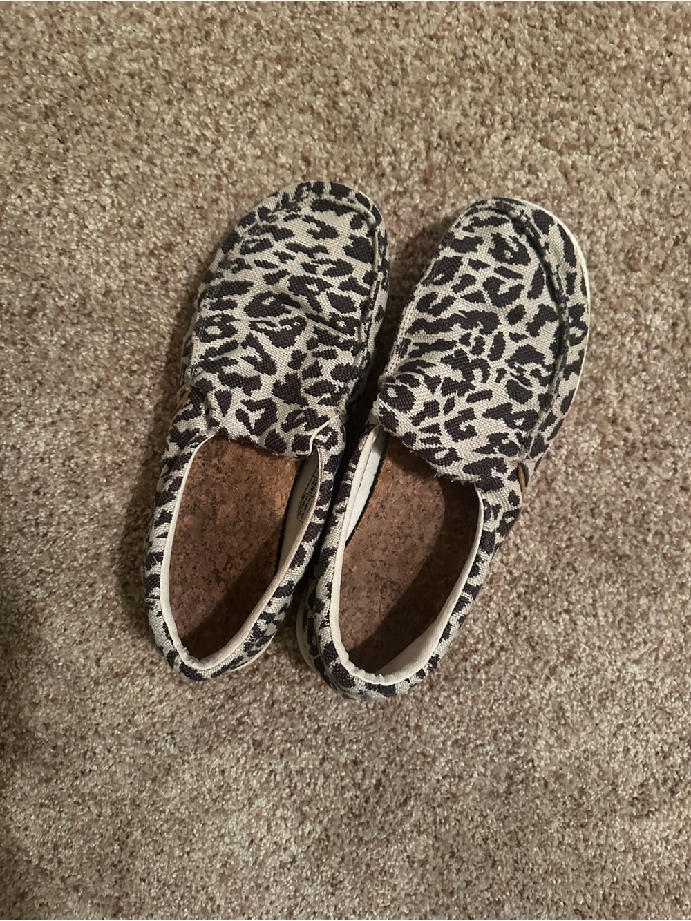 Hey Dude Women’s Slip-On Leopard Flats - Black & Cream